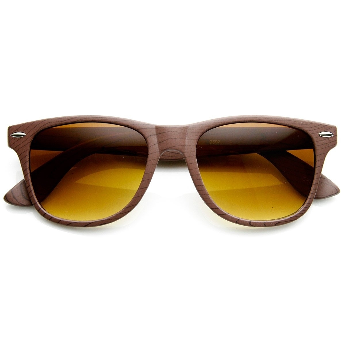 Wood Print Artistic Fashion Classic Horn Rimmed Sunglasses - Light Wood