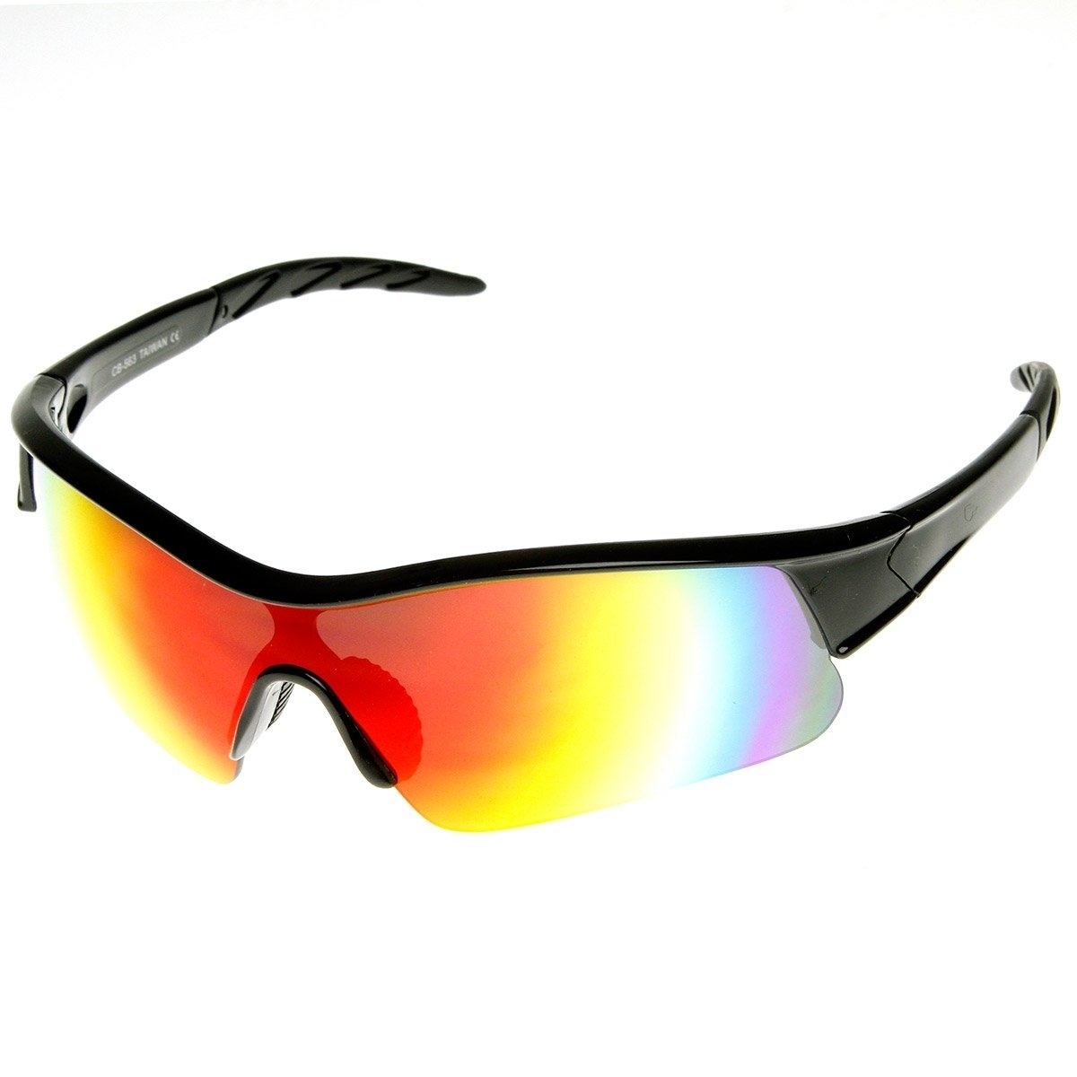 X Hunter Brand Semi Rimless Flash Mirror Lens Sports Sunglasses - Black Ice
