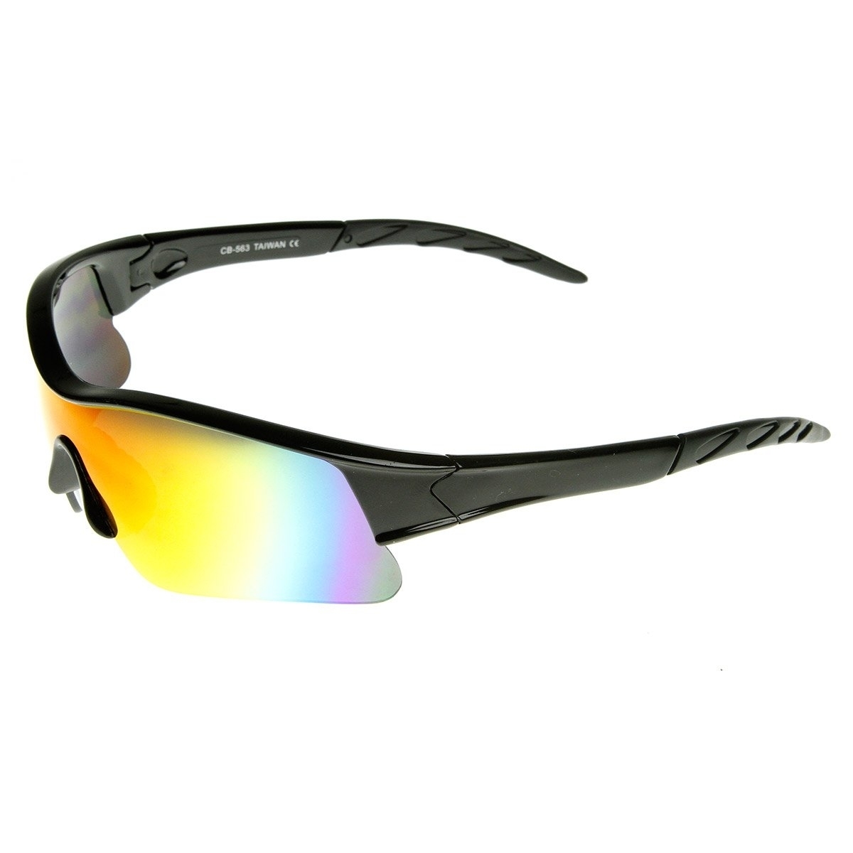 X Hunter Brand Semi Rimless Flash Mirror Lens Sports Sunglasses - Black Sun