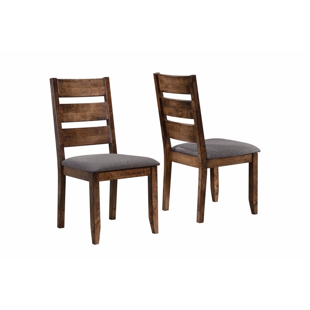 Wooden Ladder Back Dining Chair, Gray & Brown, Set Of 2- Saltoro Sherpi