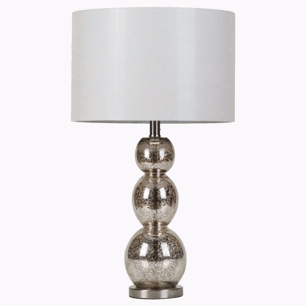 Adorning Metallic Table Lamp, White And Silver- Saltoro Sherpi