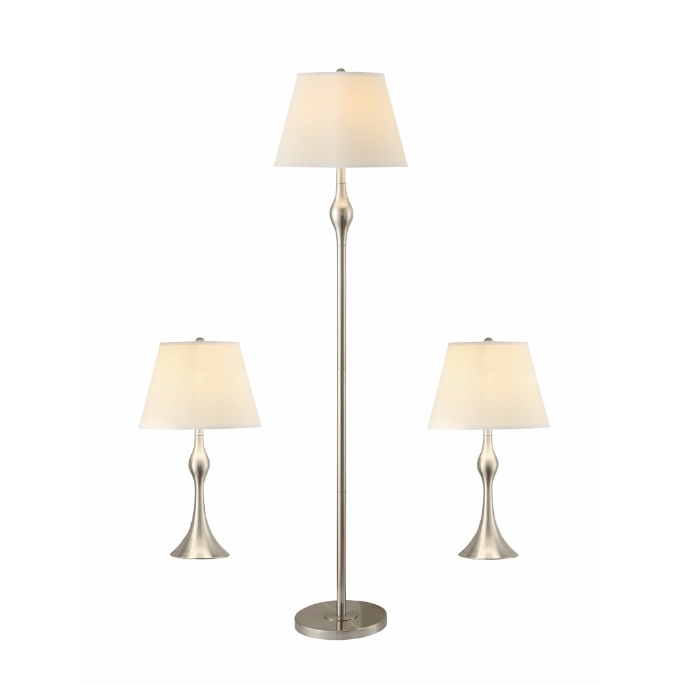 Elegant Set Of Three Traditional Lamp, Silver- Saltoro Sherpi