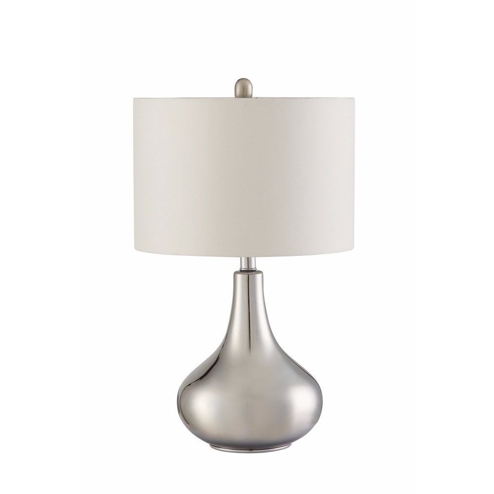 Sophisticated Teardrop Glass Table Lamp, White And Clear- Saltoro Sherpi