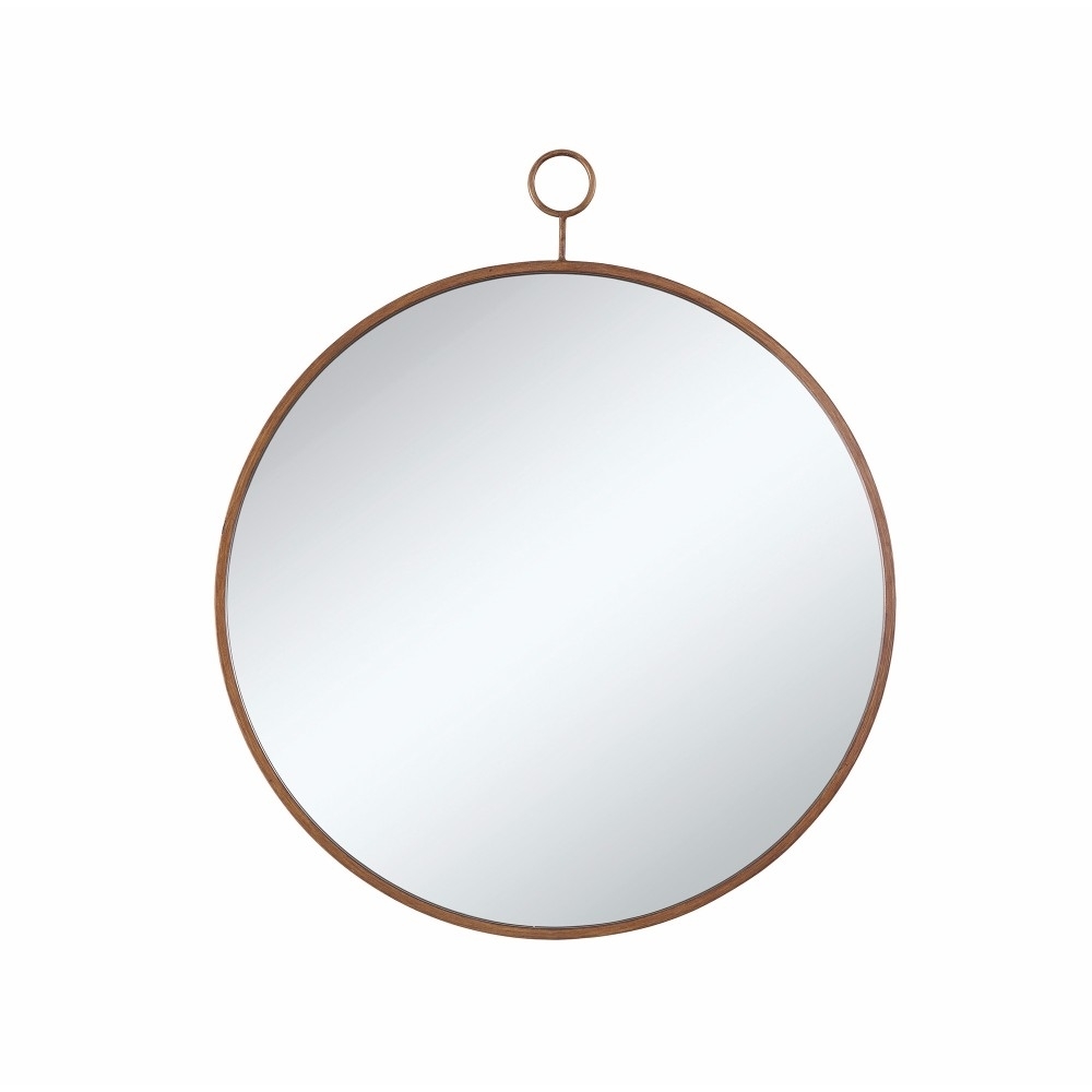 Round Wall Mirror With A Loop Hanger, Gold And Silver- Saltoro Sherpi