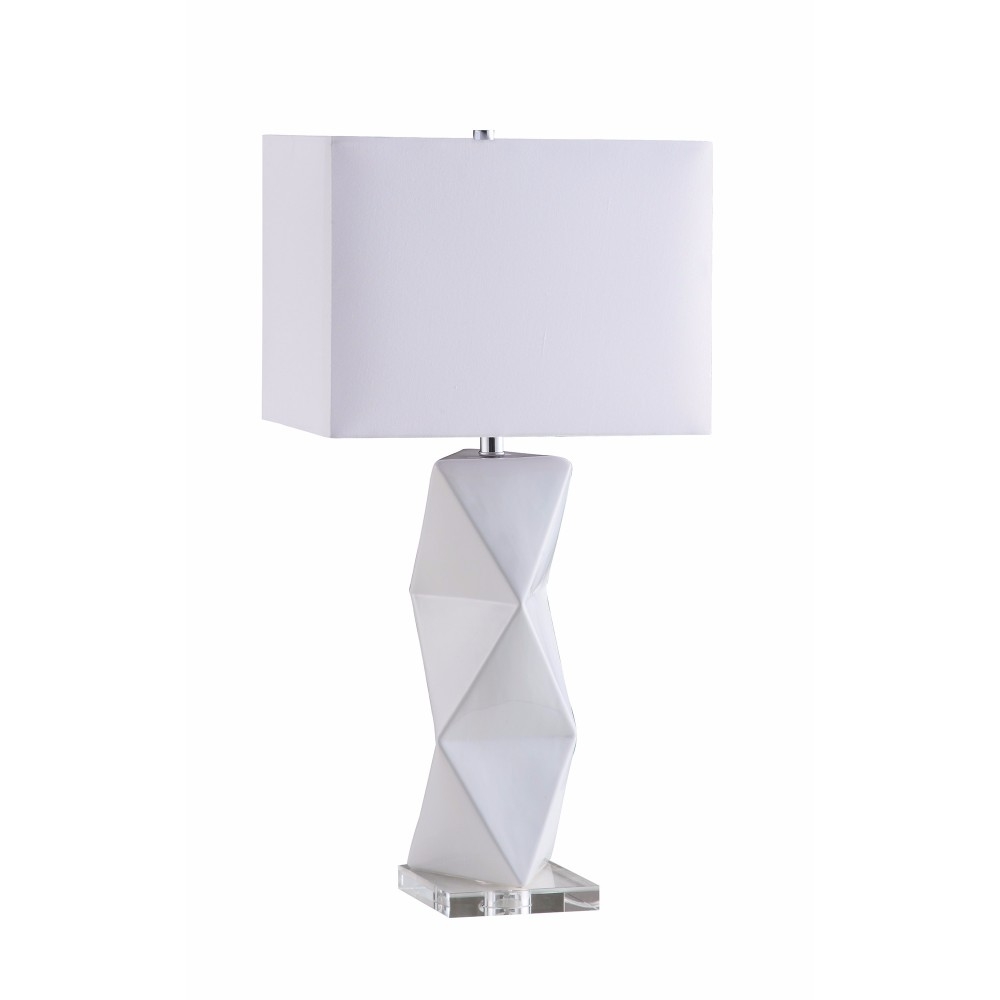 Geometrically Charmed White Table Lamp- Saltoro Sherpi