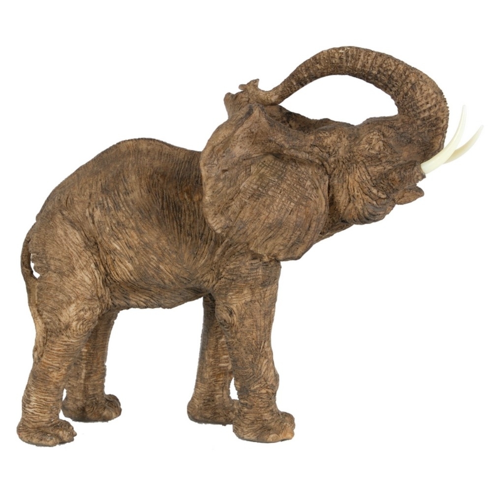 Polyresin Trumpeting Elephant Accent, Brown- Saltoro Sherpi