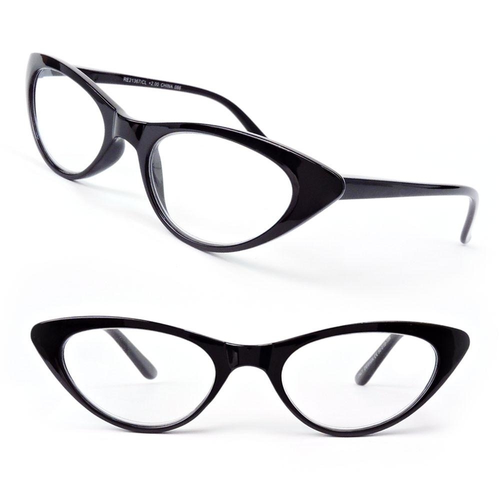 Cat Eye Frame Spring Hinges Black Or Tortoise Women's Reading Glasses 175-300 - Black, 175