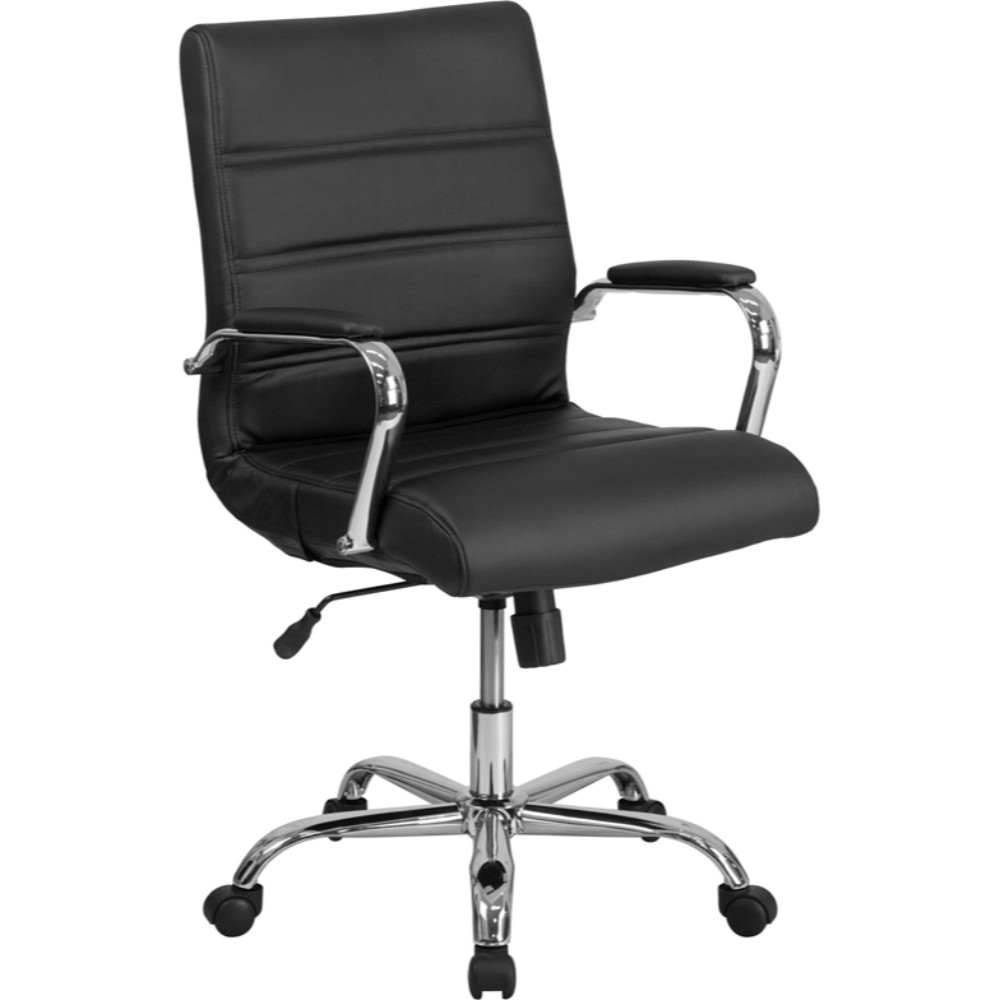 Mid-Back Black Leather Chair