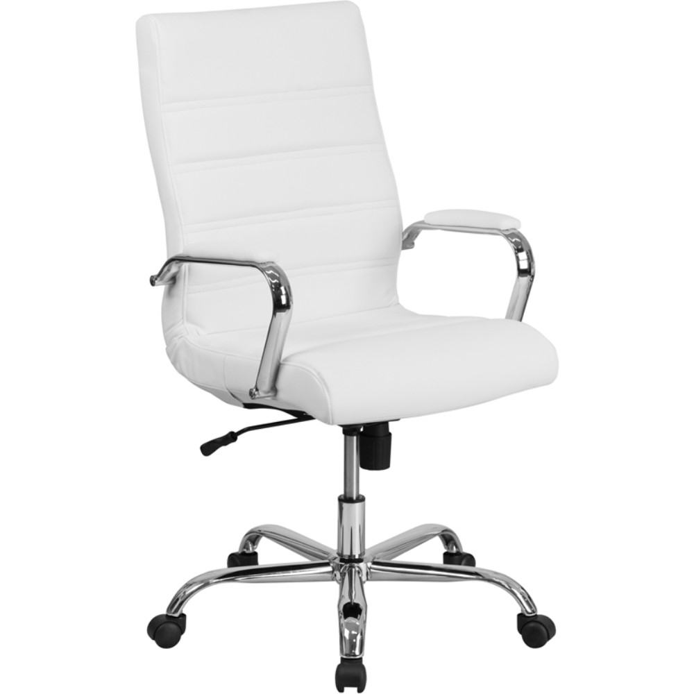 High Back White Leather Chair