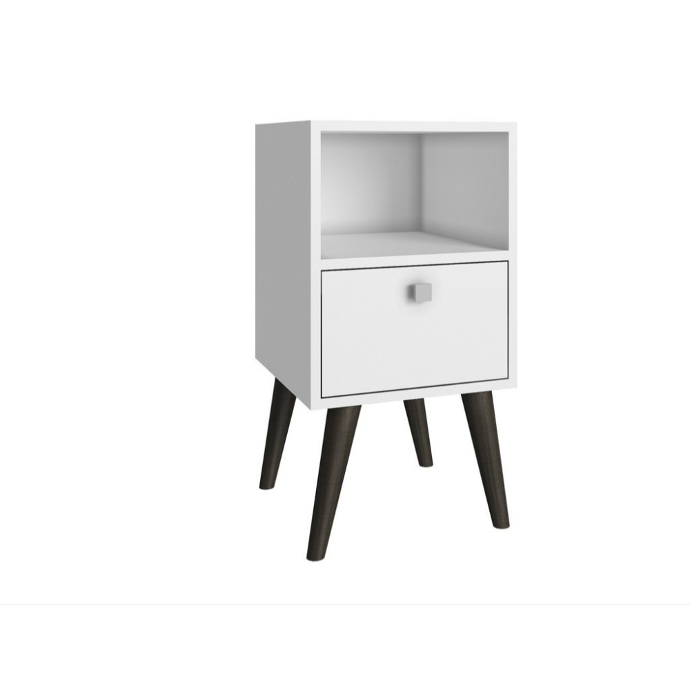 Accenuations by Abisko Stylish Side Table with 1- Cubby and 1-Drawer in White