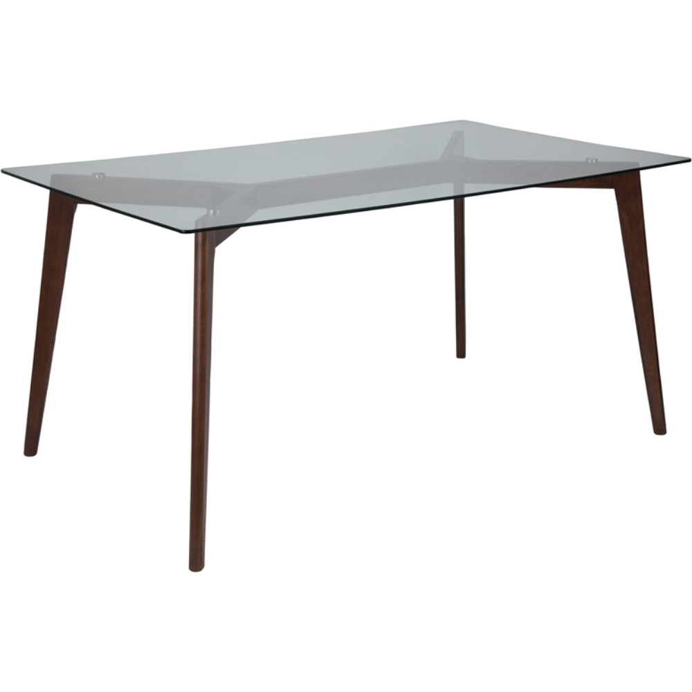35.25x59 Walnut Glass Table