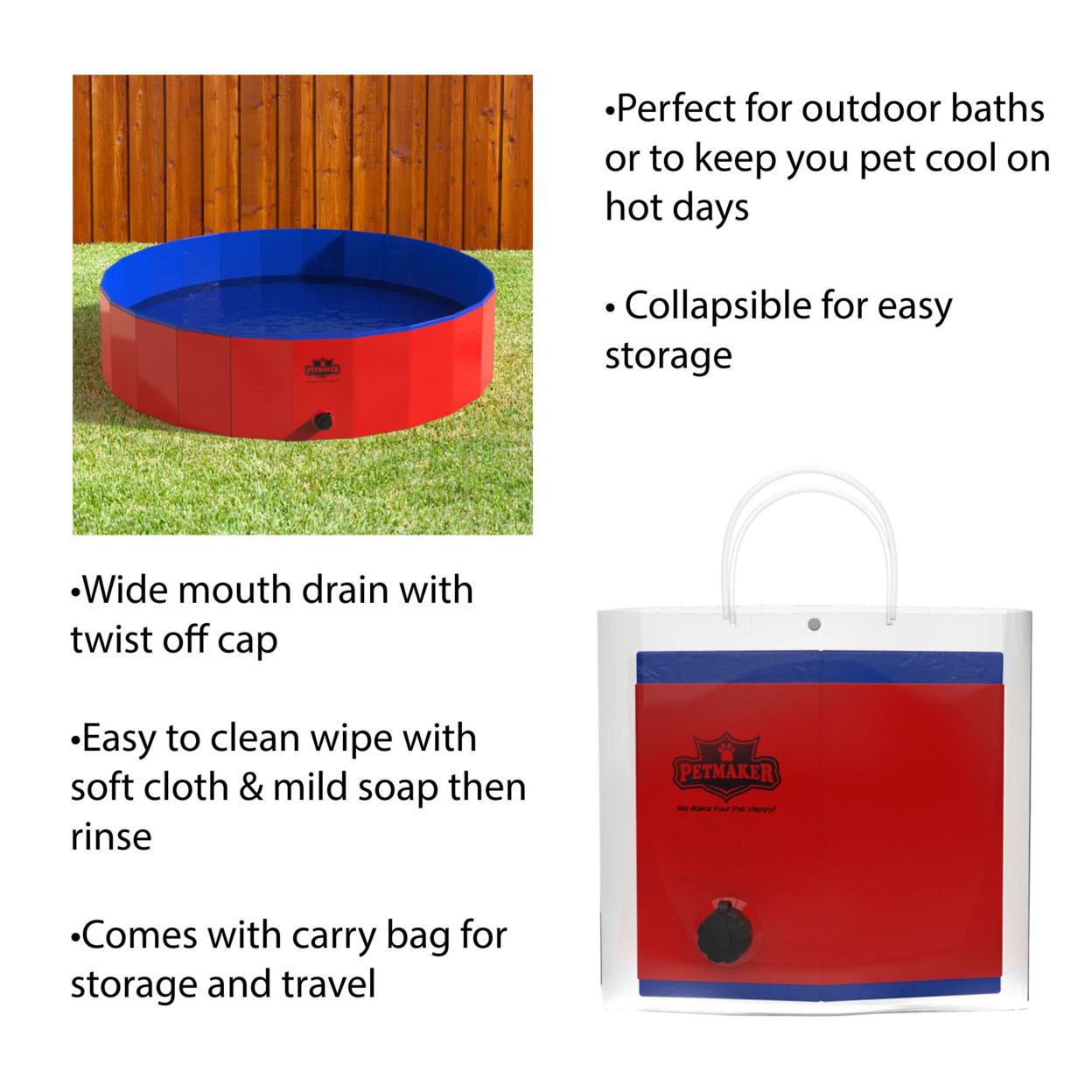Petmaker 47” Foldable Travel-Friendly Pet Pool And Bathing Tub