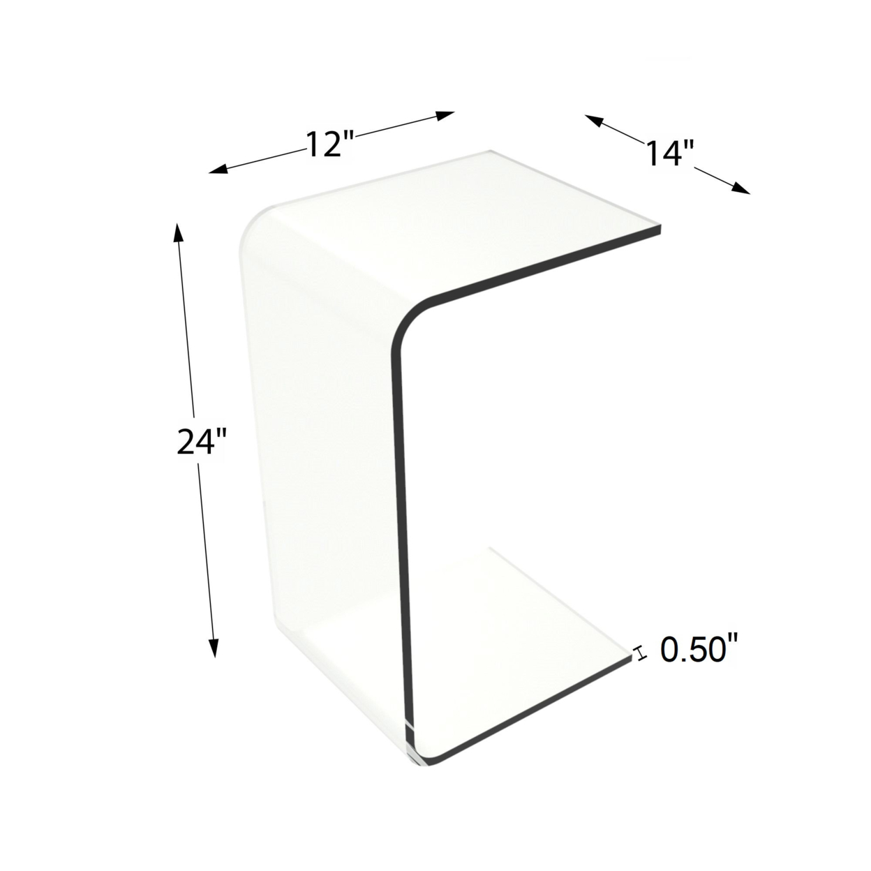 Acrylic End Table Clear C Style Modern See Through Laptop Desk Bed Many Uses 24 X 12 X 14 Inches