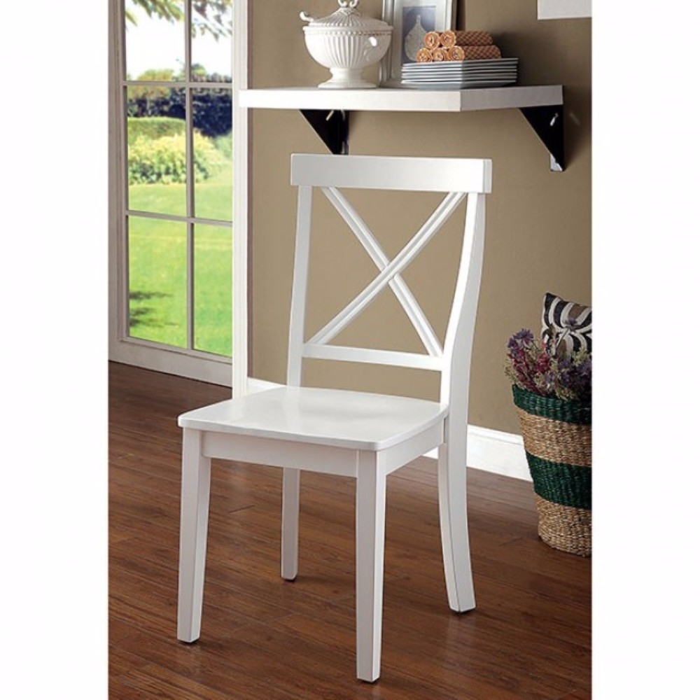Wooden Armless Side Chair, White, Pack Of 2- Saltoro Sherpi
