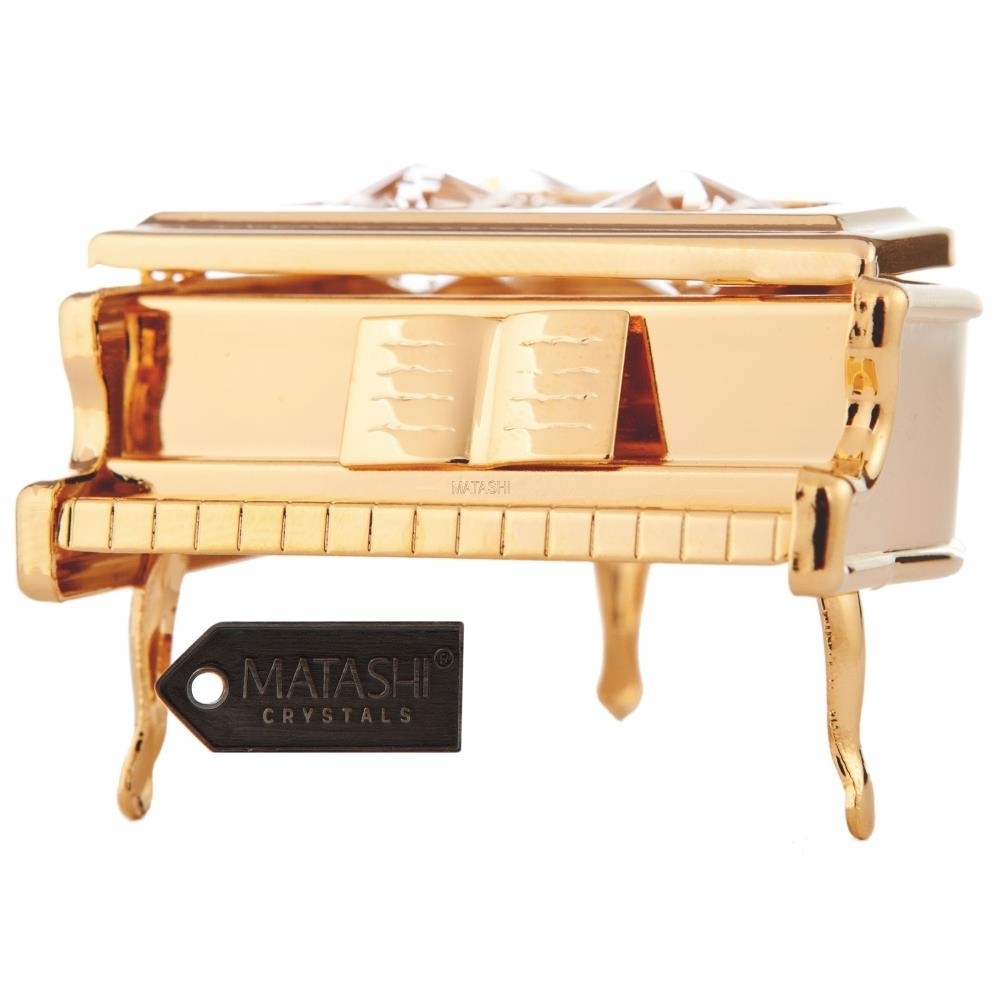24K Gold Plated Crystal Studded Grand Piano Ornament By Matashi