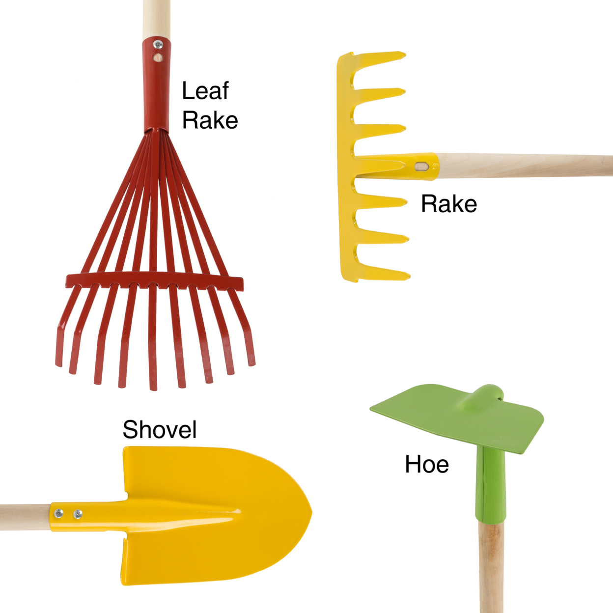 Kids Gardening Set Rake Hoe Shovel Leaf Rake Long Handles Toddler Help