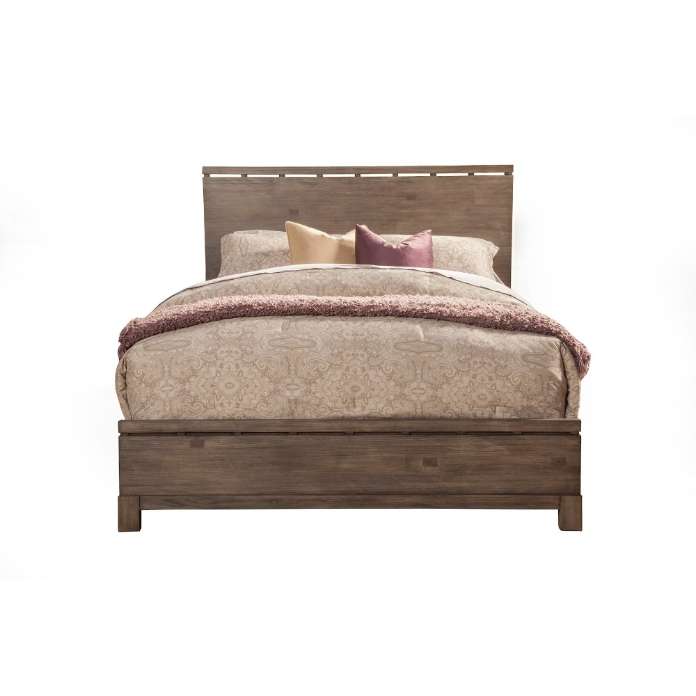 Wooden Full Size Panel Bed, Brown- Saltoro Sherpi