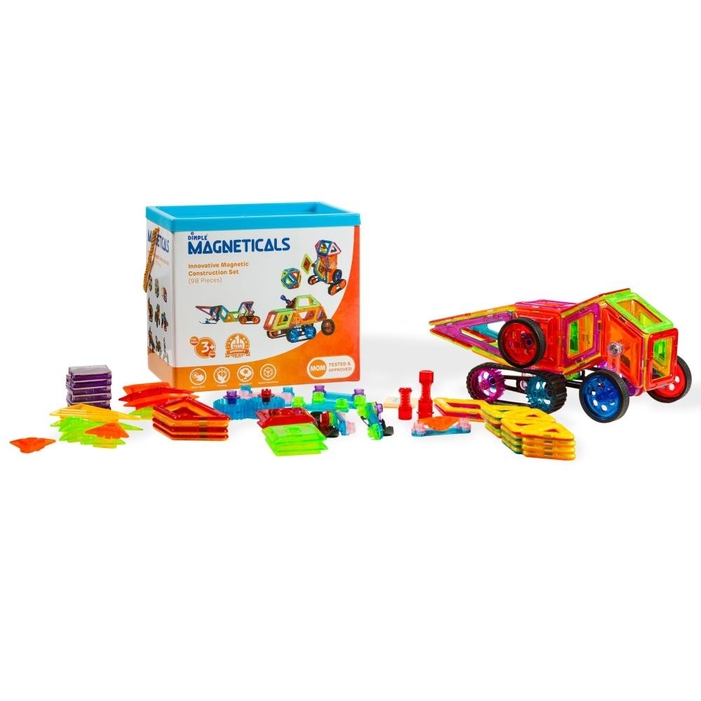Magneticals Magnet Toys Tile Set (98-Piece Set) Stack Create And Learn Promote Early Learning