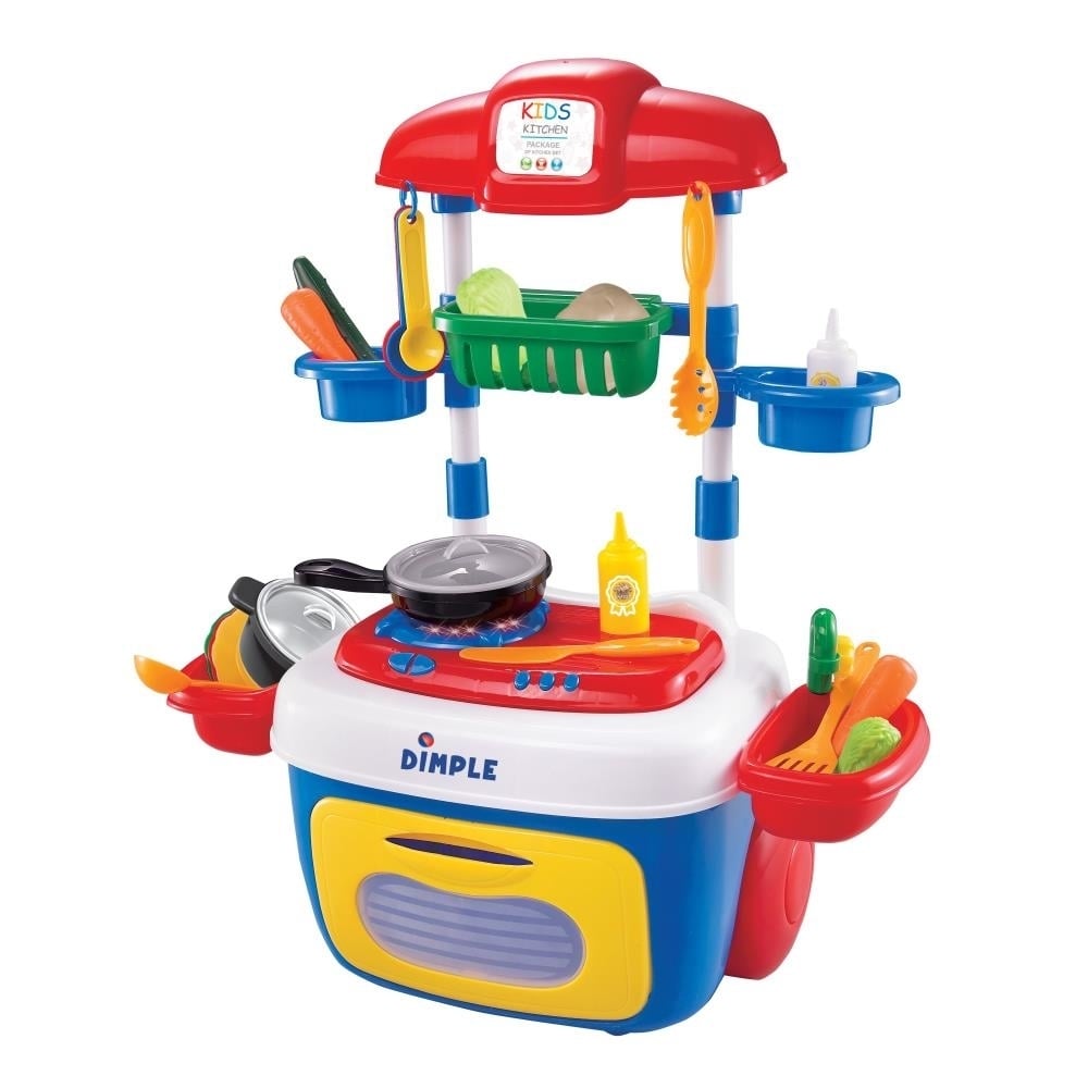 On The Go Carrier Toy Kitchen Set (30-Piece Set) With Lights And Sounds By Dimple