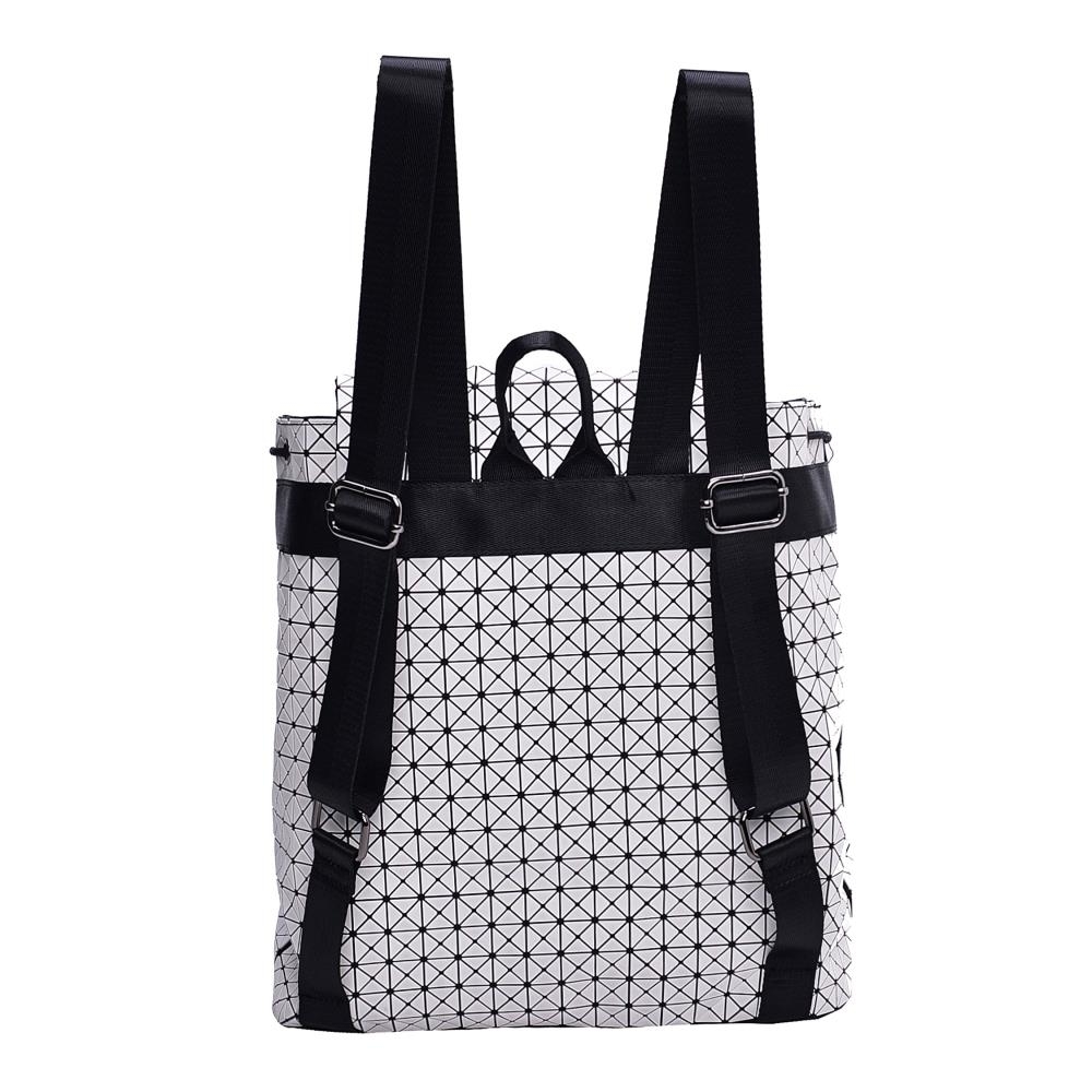White And Black Backpack With Draw Strings For Women Fashion - Double Shoulder Bag With Large Storage
