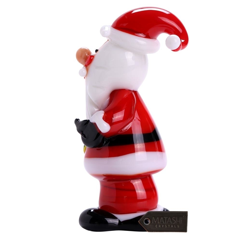 Murano Christmas Winter Decorative Glass Standing Santa Figurine Christmas Gift And Ornament By Matashi