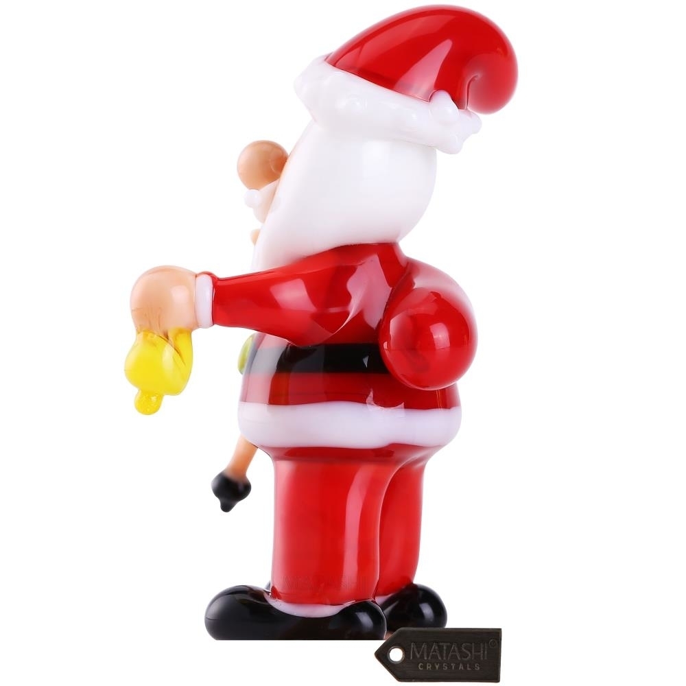 Murano Christmas Winter Decorative Glass Santa With Skis Figurine Christmas Gift And Ornament By Matashi