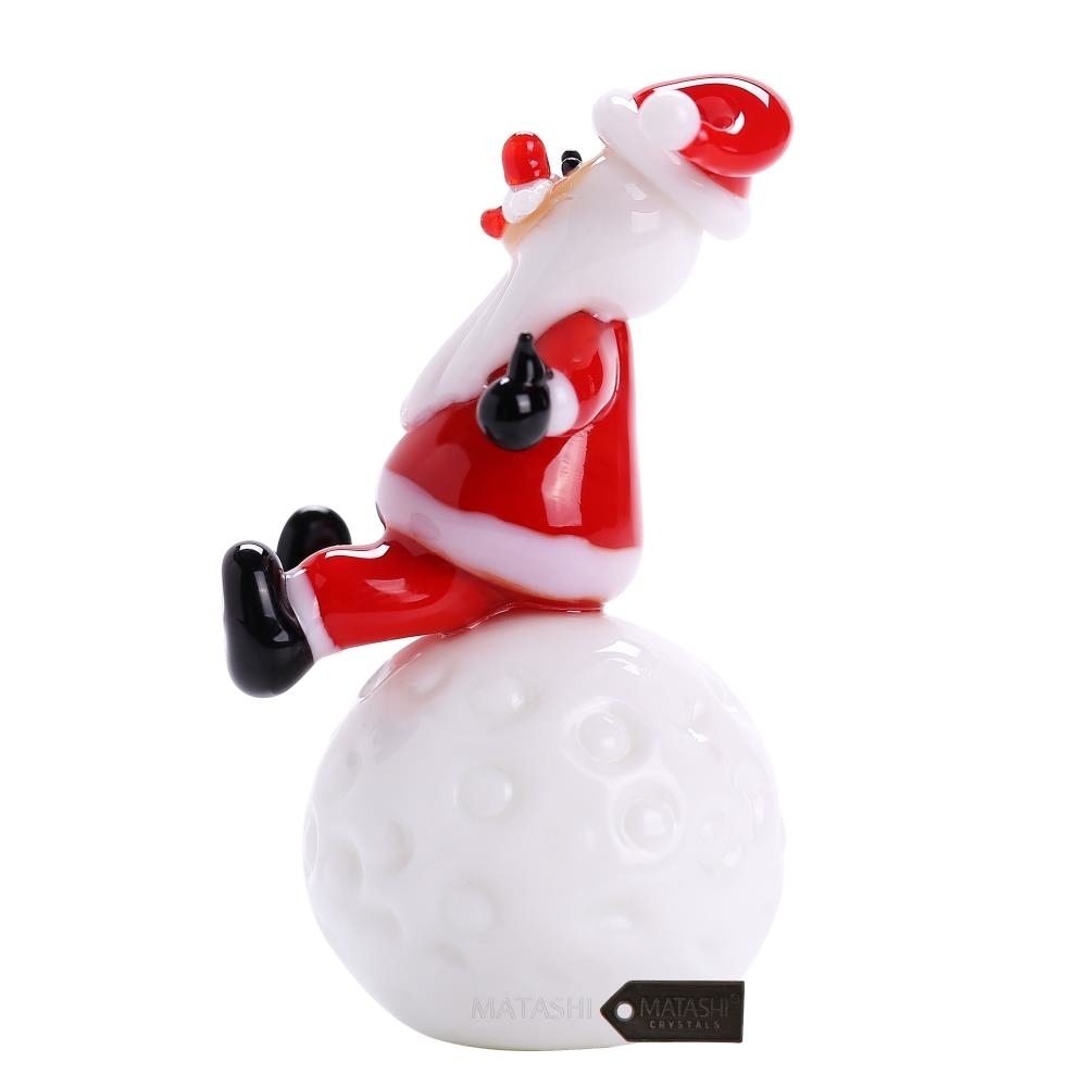 Murano Christmas Winter Decorative Glass Santa On Snowball Figurine Christmas Gift And Ornament By Matashi
