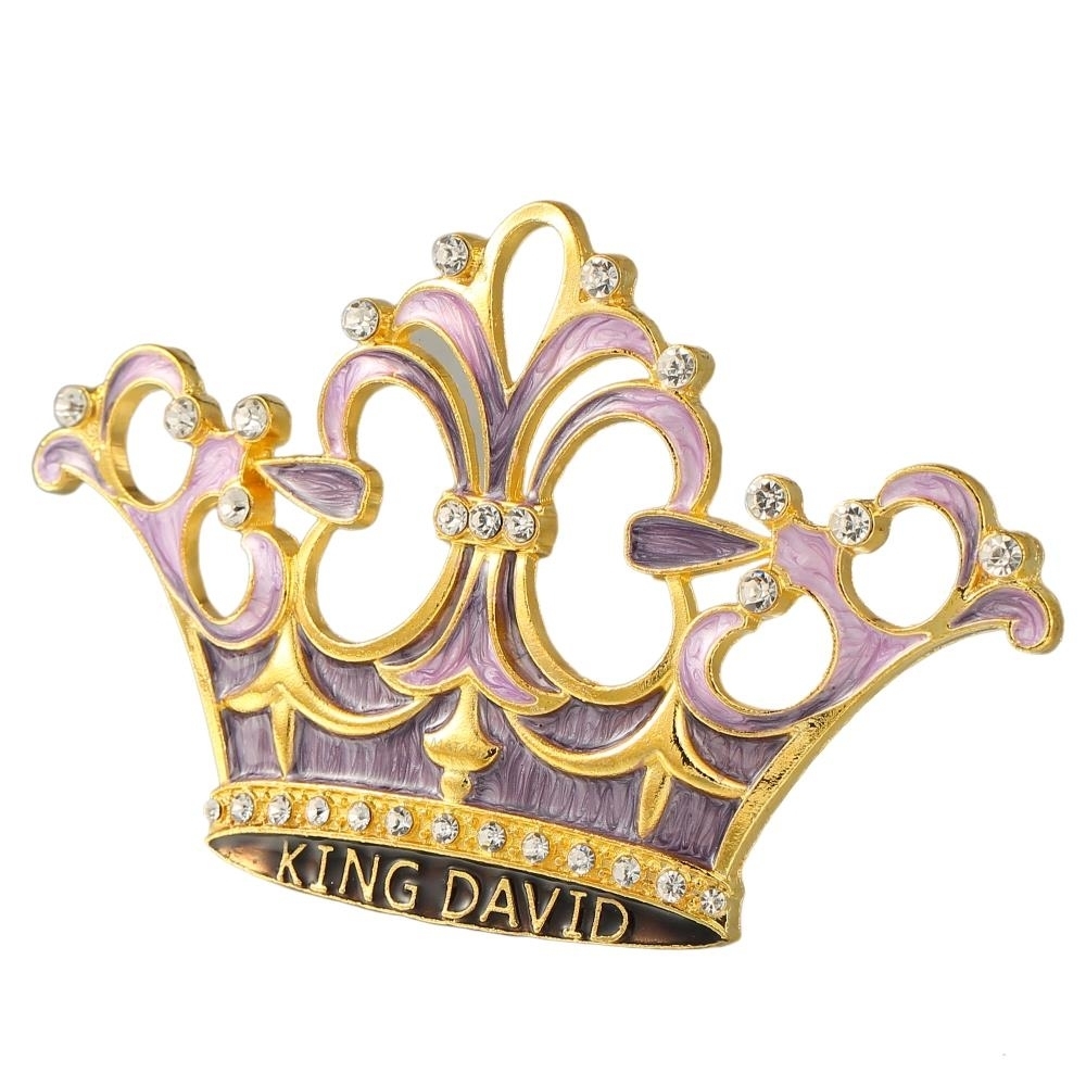 King David's Crown Hanging Ornament (Pewter) Classic Wall Decor , Hand-Painted Purple Lavender And Gold