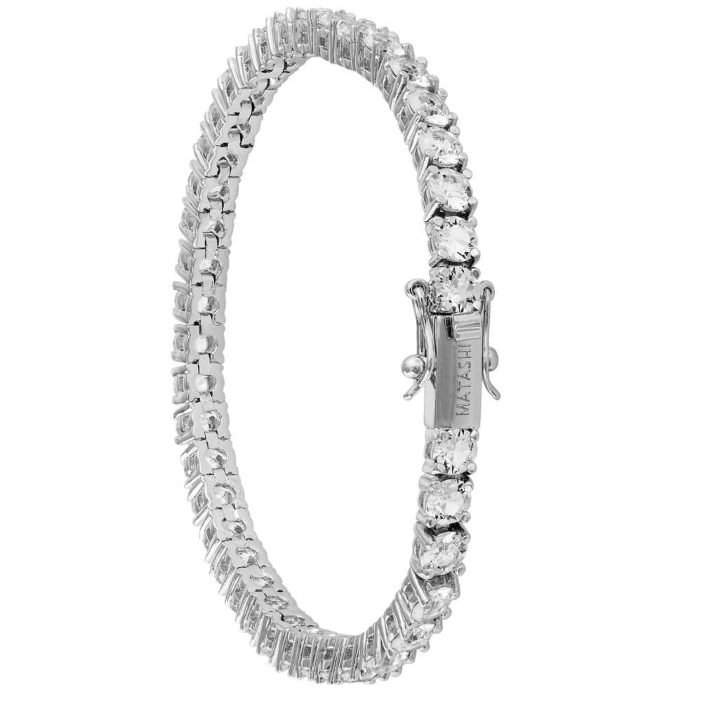 18K White Gold Plated Tennis Bracelet With High Quality Crystals By Matashi
