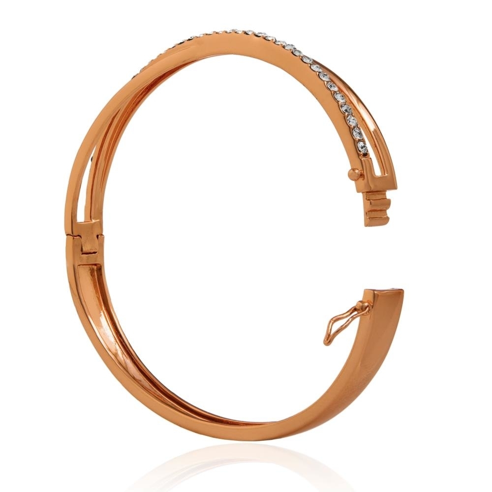 Rose Gold Plated Charming Double Bangle With Sparkling Crystals By Matashi