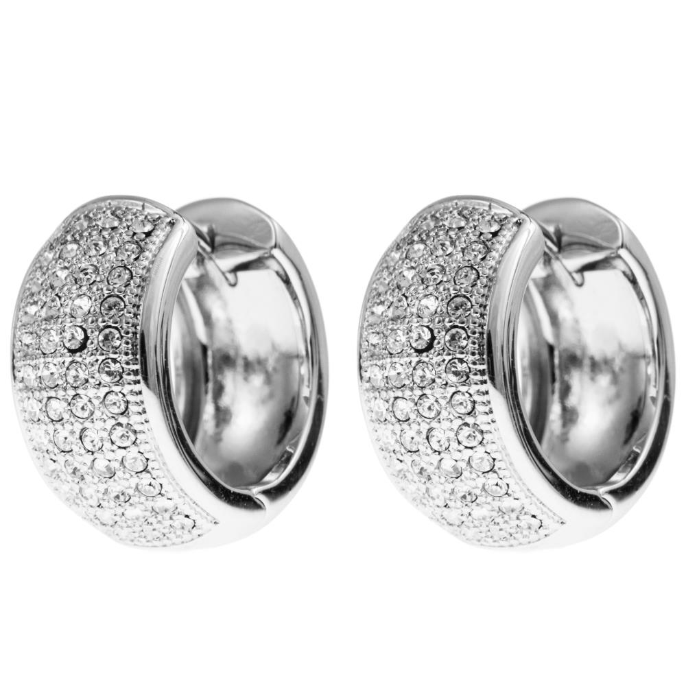 18K White Gold Plated Earrings With Crystal Encrusted Clip Design And High Quality Crystals By Matashi