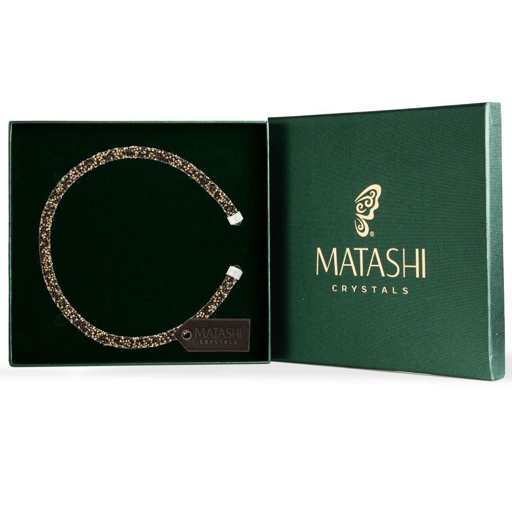 Black And Gold Glittery Luxurious Crystal Bangle Bracelet By Matashi