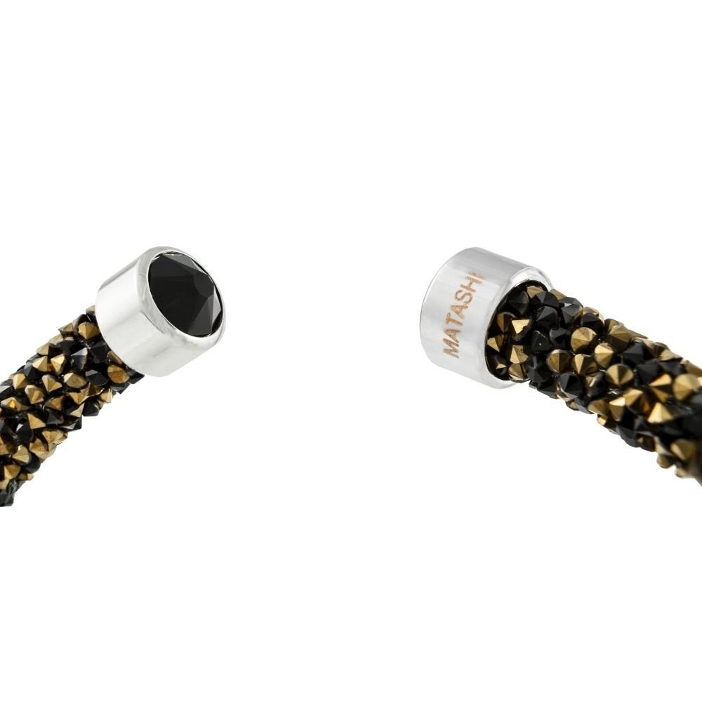 Black And Gold Glittery Luxurious Crystal Bangle Bracelet By Matashi