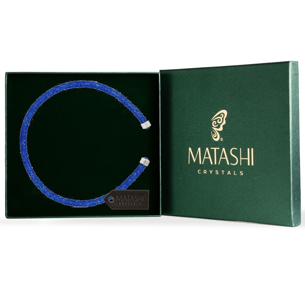 Blue Glittery Luxurious Crystal Bangle Bracelet By Matashi