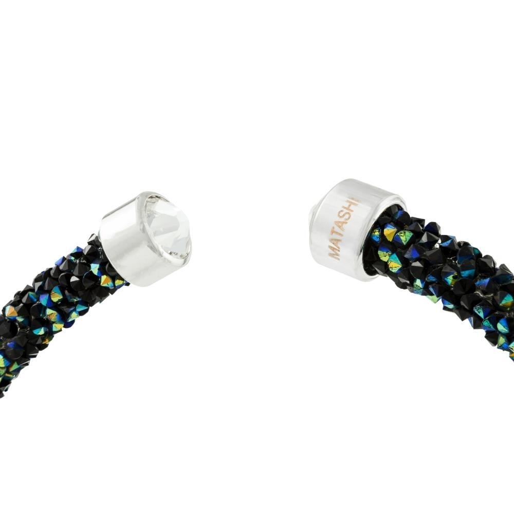 Blue And Black Glittery Luxurious Crystal Bangle Bracelet By Matashi