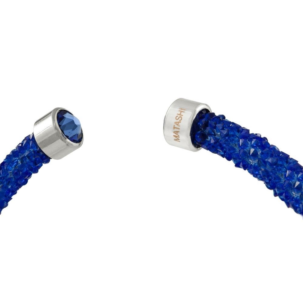 Blue Glittery Luxurious Crystal Bangle Bracelet By Matashi