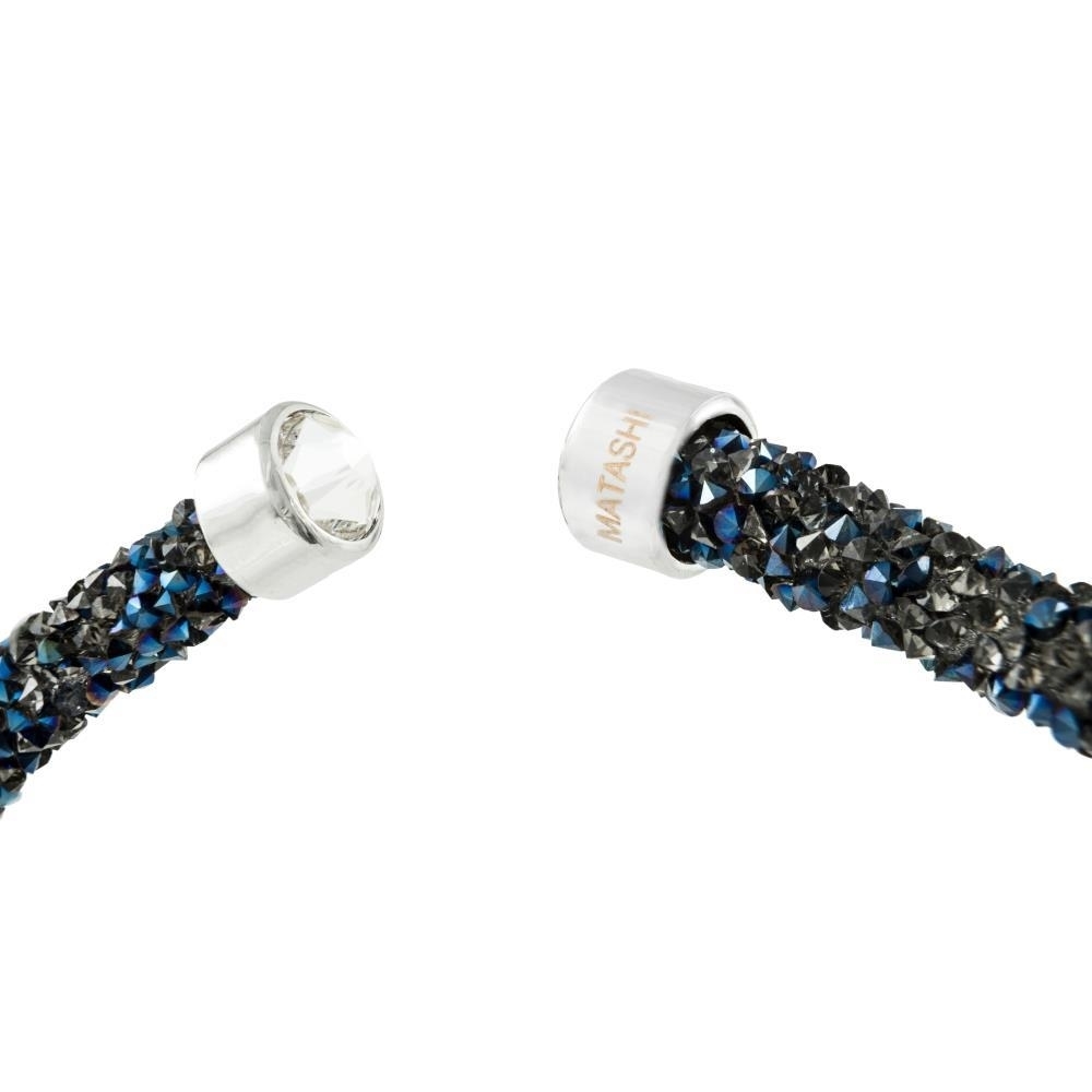Metallic Blue Glittery Luxurious Crystal Bangle Bracelet By Matashi