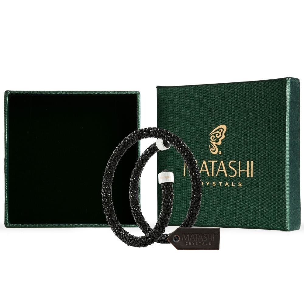 Black Krysta Wrap Around Luxurious Crystal Bracelet By Matashi