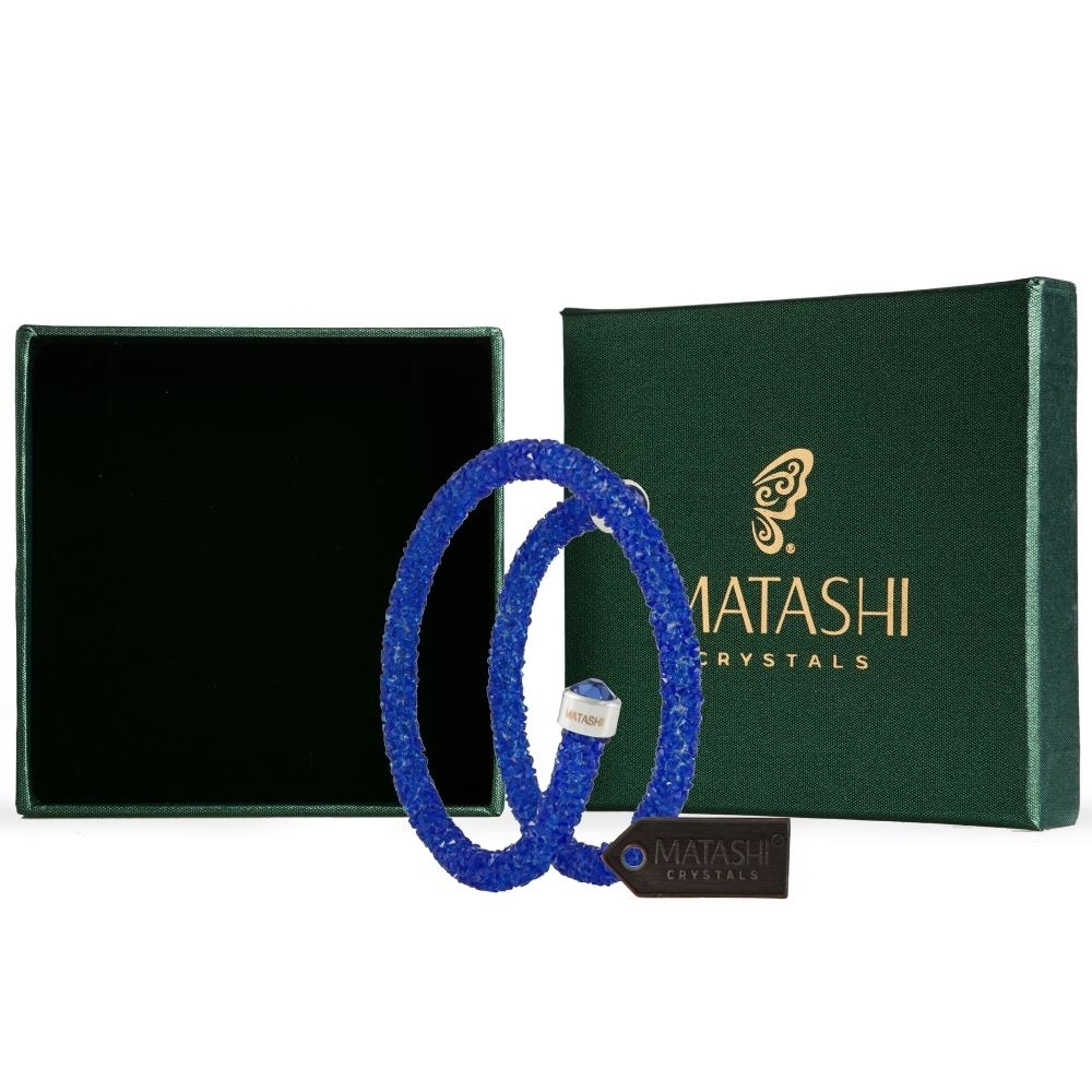 Blue Glittery Wrap Around Luxurious Crystal Bracelet By Matashi