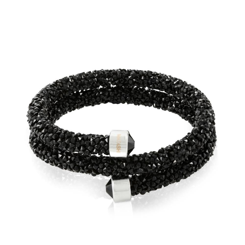 Black Krysta Wrap Around Luxurious Crystal Bracelet By Matashi