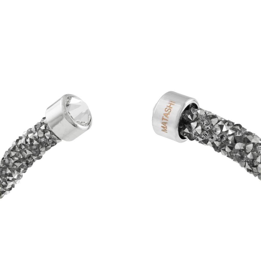 Silver Glittery Luxurious Crystal Bangle Bracelet By Matashi