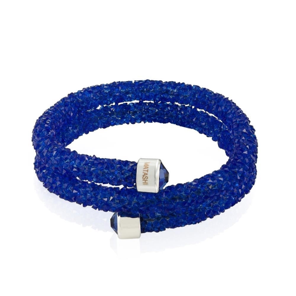 Blue Glittery Wrap Around Luxurious Crystal Bracelet By Matashi