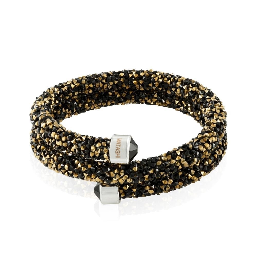 Krysta Black And Gold Wrap Around Luxurious Crystal Bracelet By Matashi