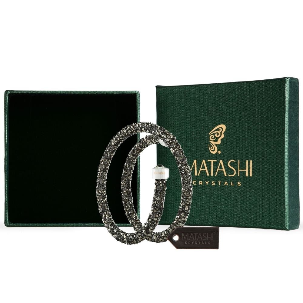 Matashi Krysta Charcoal Wrap Around Luxurious Crystal Bracelet By Matashi
