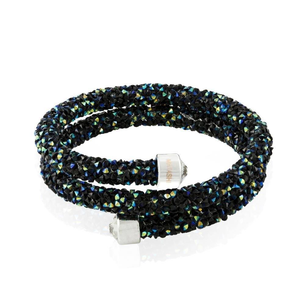 Mataski Krysta Blue And Black Wrap Around Luxurious Crystal Bracelet By Matashi