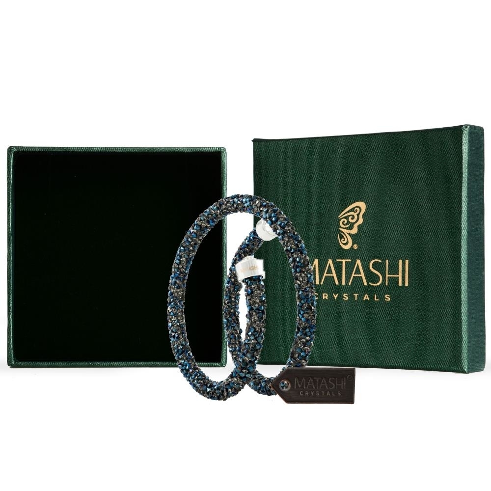 Metallic Blue Glittery Wrap Around Luxurious Crystal Bracelet By Matashi