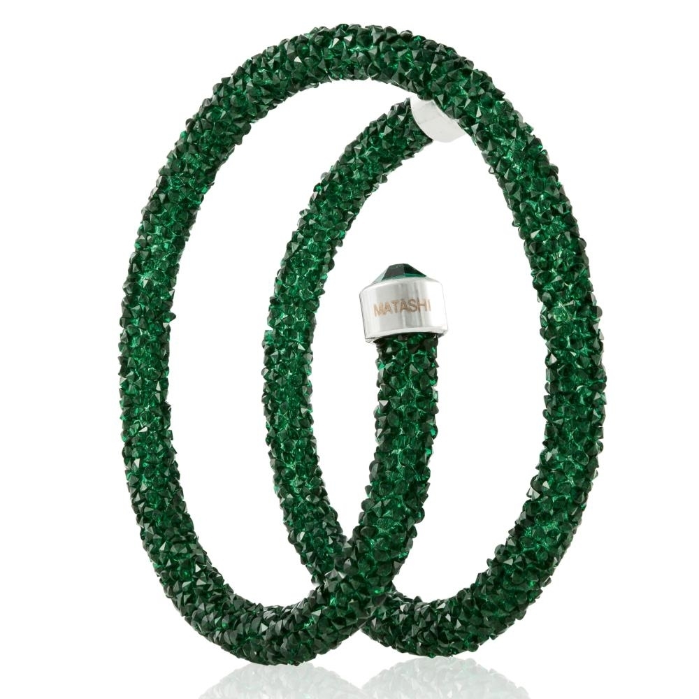 Green Glittery Wrap Around Luxurious Crystal Bracelet By Matashi