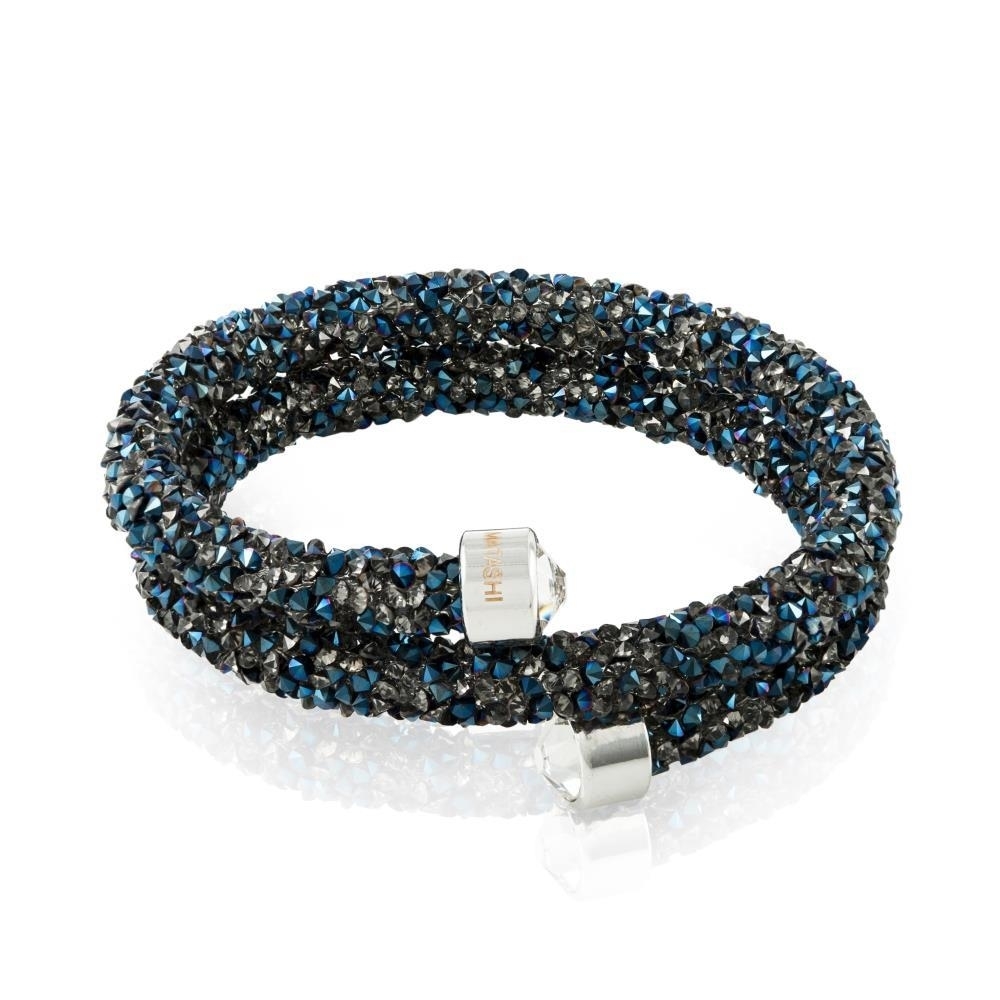Metallic Blue Glittery Wrap Around Luxurious Crystal Bracelet By Matashi
