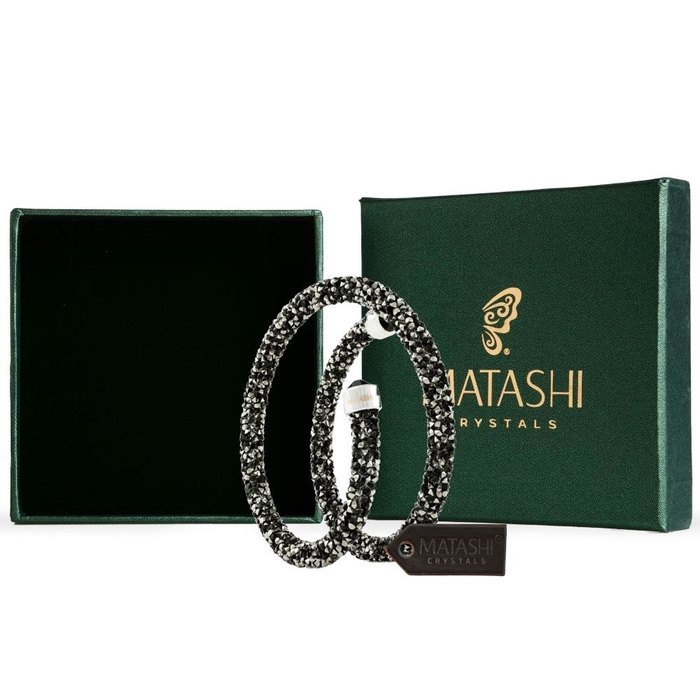 Ore Black Glittery Wrap Around Luxurious Crystal Bracelet By Matashi
