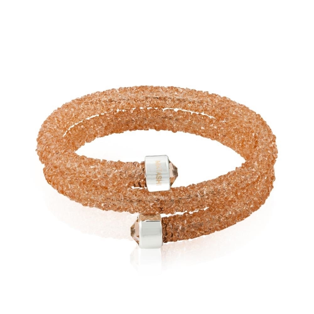Peach Glittery Wrap Around Luxurious Crystal Bracelet By Matashi